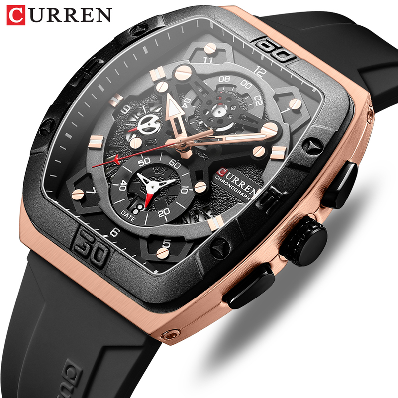 Orologio da uomo tonneau a specchio al quarzo per uomo, impermeabile, luminoso, gel di silice, polso maschile con data_voghion.com