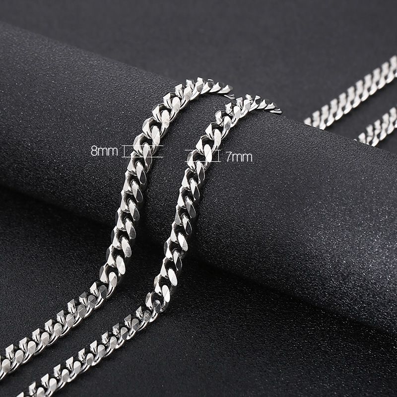 Eenvoudige stijl effen kleur titanium stalen ketting herenketting_voghion.com