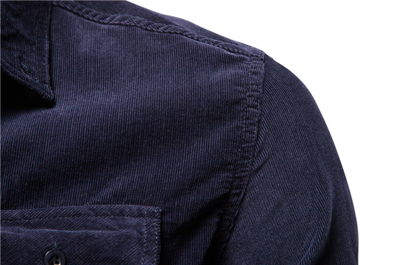 Men's autumn cotton basic corduroy business slim fitting casual shirt men's new long sleeved jacket_voghion.com
