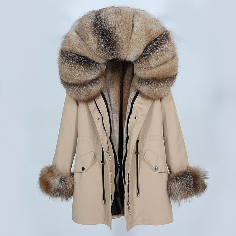 Naisterõivad Parker Fur Winter eemaldatava voodriga keskmise ja pika rebase karusnahast mantel_voghion.com