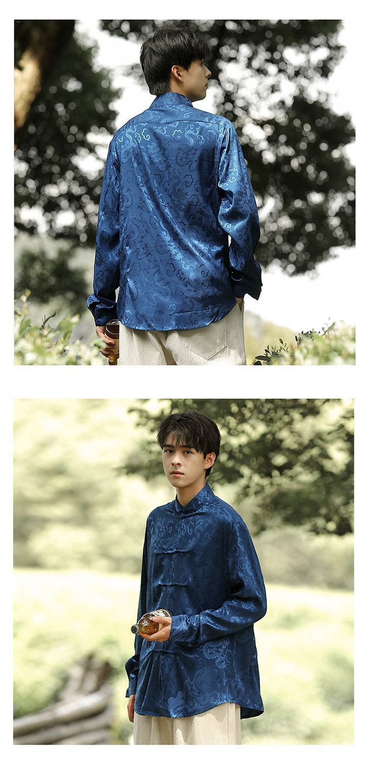 Tang seide hemd in große größe, lose Chinesischen stil stehkragen langarm hemd, frühling und sommer neue stil,_voghion.com