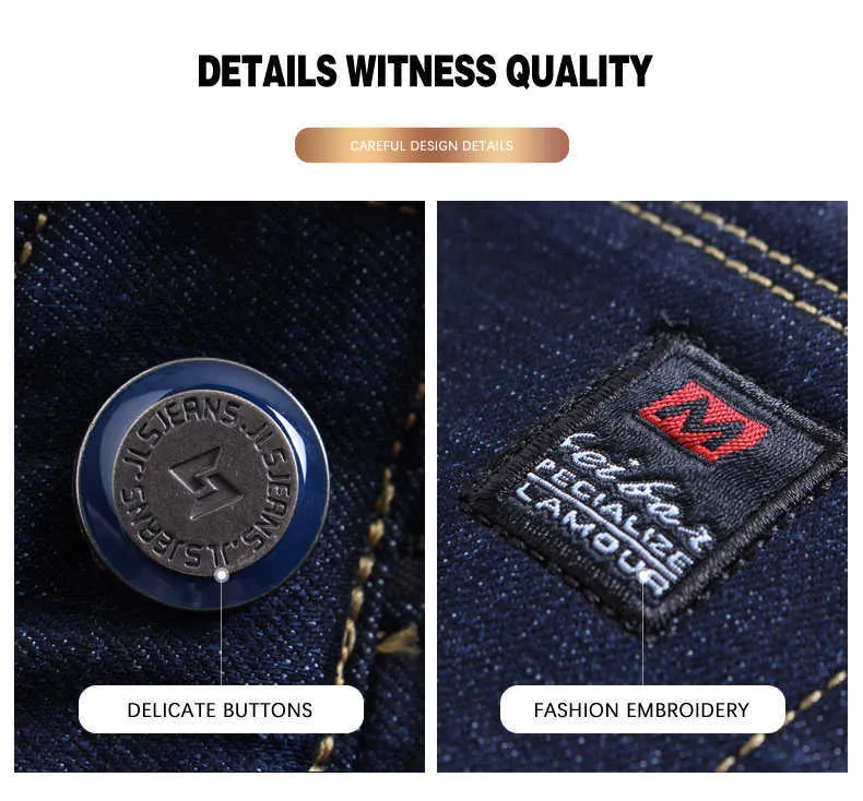 2022 Winter Neue Herren Fleece Warme Jeans Klassischer Stil Business Casual Verdicken Regular Fit Denim Hose Schwarz Blau Marke_voghion.com