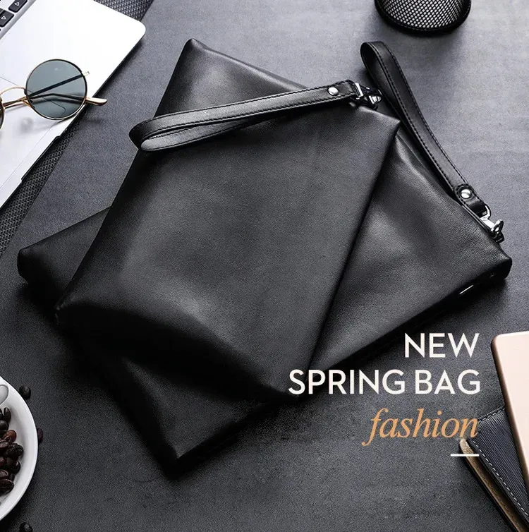 Wmnuo 2025 Clutches Herren Umschlaghandtasche aus echtem Lammleder Geldbörsenbeutel für Clutch Business Handytasche Herren_voghion.com