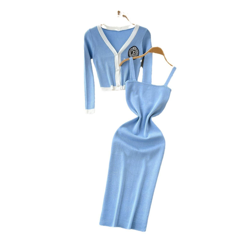 Îmbrăcăminte pentru femei, de înaltă calitate, cu decolteu în V, brodat cu diamante, cu mâneci lungi, tricotat Cardigan, strâmt, cu bretele la șold_voghion.com