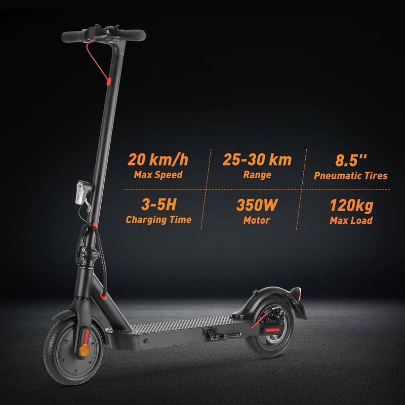 Isinwheel E9 Pro elektrisk skoter med ABE-certifiering, 350W 36V 7,5Ah batteri, 8,5-tums pendlingsscooter med appkontroll_voghion.com
