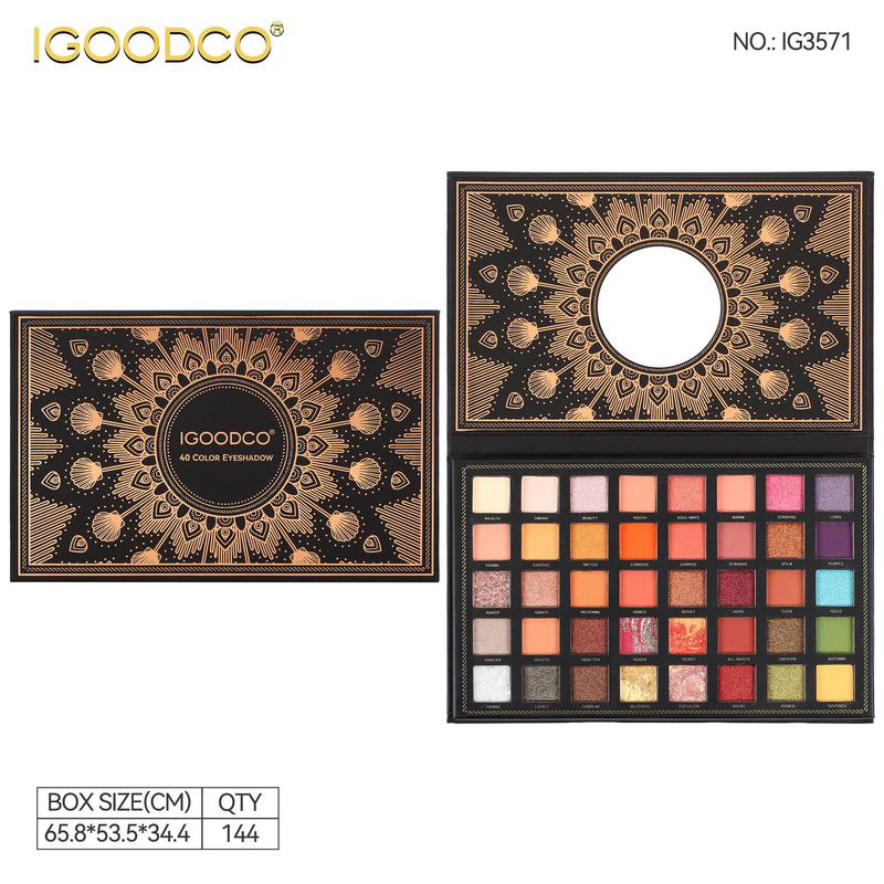 Lidschatten IGOODCO Neue 40-Farben-Lidschattenpalette mit matten Perlglanz-Pailletten und mehrfarbigem Make-up_voghion.com