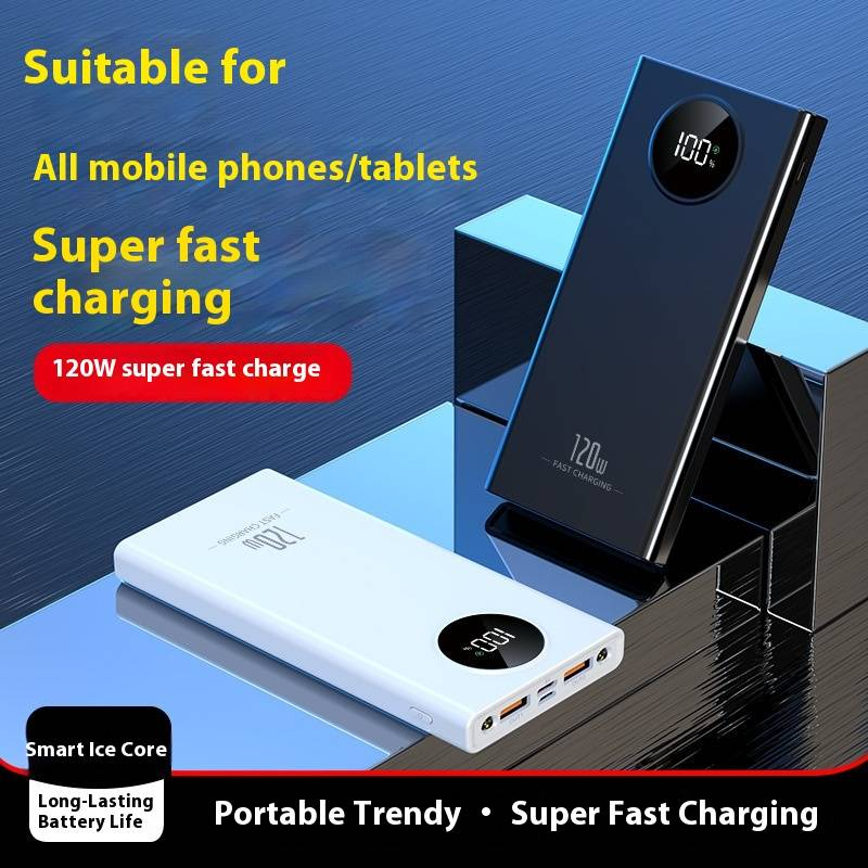 120W Super Fast Charging Power Bank 20000mAh, Portable PD QC2.0 External Battery With Digital Display, Compact & High Capacity For IPhone/Samsung_voghion.com