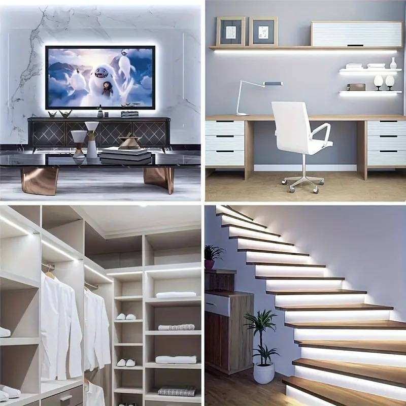 Smart Motion Sensor LED Cabinet Light Strip - 5V Battery-Powered, No Wiring Needed, Warm White, Ideal For Wardrobe & Kitchen_voghion.com