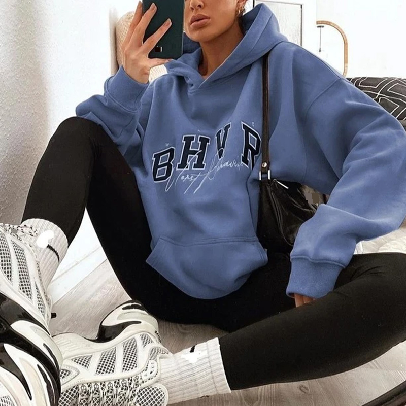 Women's Clothing Game Letter Printing Plus Fleece Warm Long Sleeve Hoodie_voghion.com