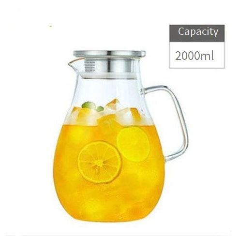 Premium Glass Pitcher With Removable Infuser - 1.5L/2L/2.5L BPA-Free Beverage Dispenser For Iced Tea, Cold Brew & Fruit Water_voghion.com