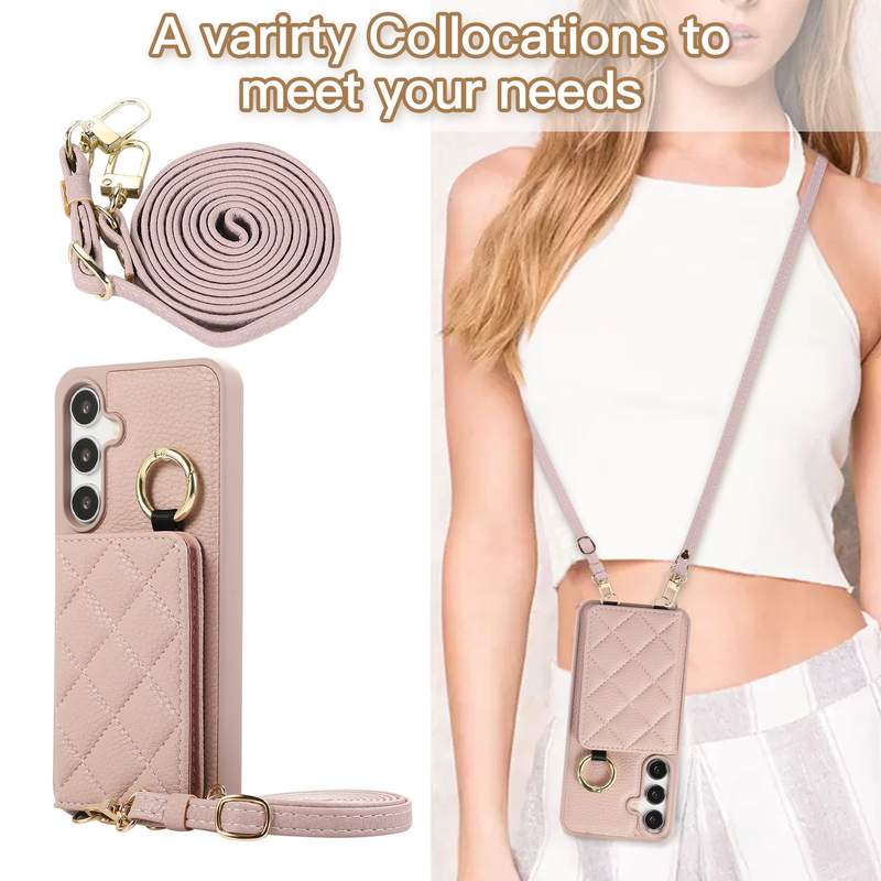 Suitable For Samsung S25 Ultra Crossbody Mobile Phone Case Card Insertion S24 S25 Edge Small Card Holder Protective Cover_voghion.com