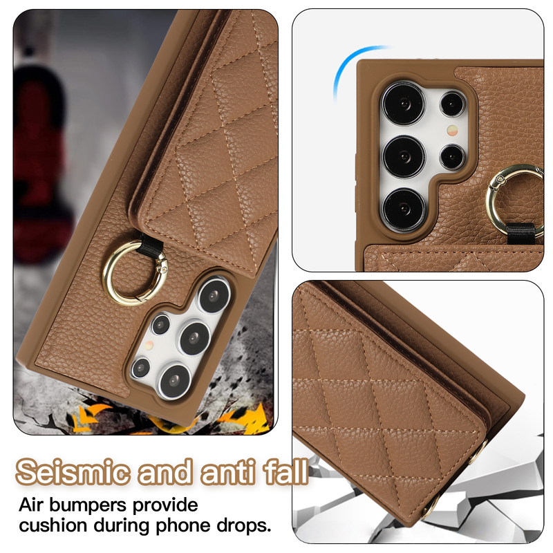 Suitable For Samsung S25 Ultra Crossbody Mobile Phone Case Card Insertion S24 S25 Edge Small Card Holder Protective Cover_voghion.com