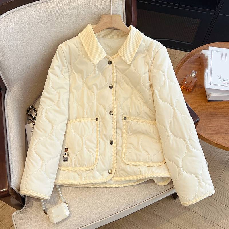 Vintage-Pufferjacke mit Teddybär-Stickerei – Übergroßer Steppmantel mit Plüschfutter, dick und gemütlich (mehrere Farben, M-2XL)_voghion.com