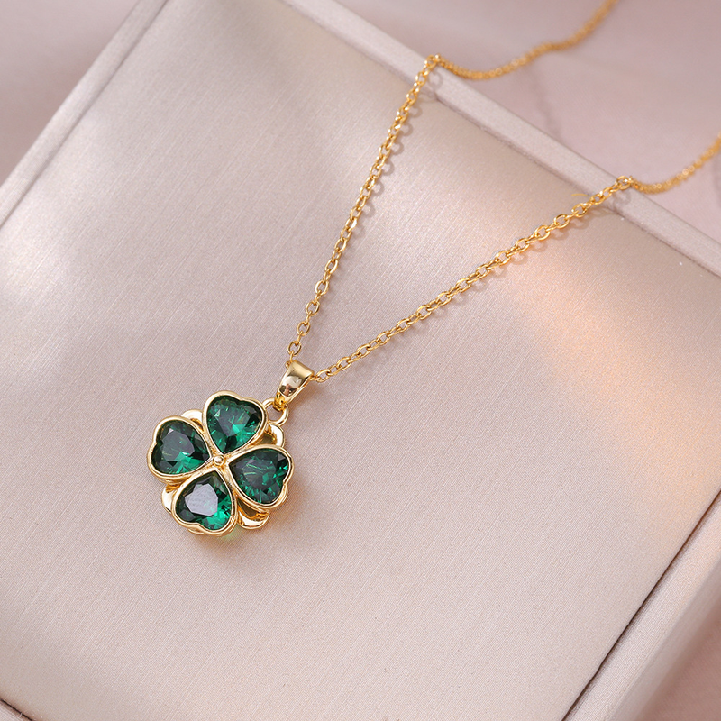 Conjuntos de joyas para mujer, collar con corazón de circonita, anillo giratorio con forma de corazón de melocotón, conjunto de pulsera, cadena para clavícula_voghion.com