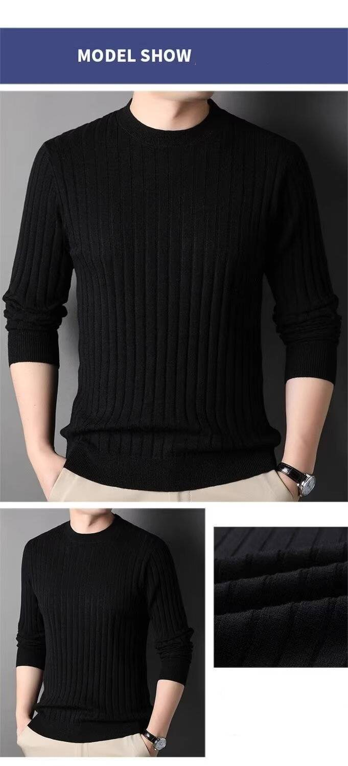 Men's Slim Fit Round Neck Sweater - Breathable Knit Pullover For Business Casual & Everyday Wear_voghion.com