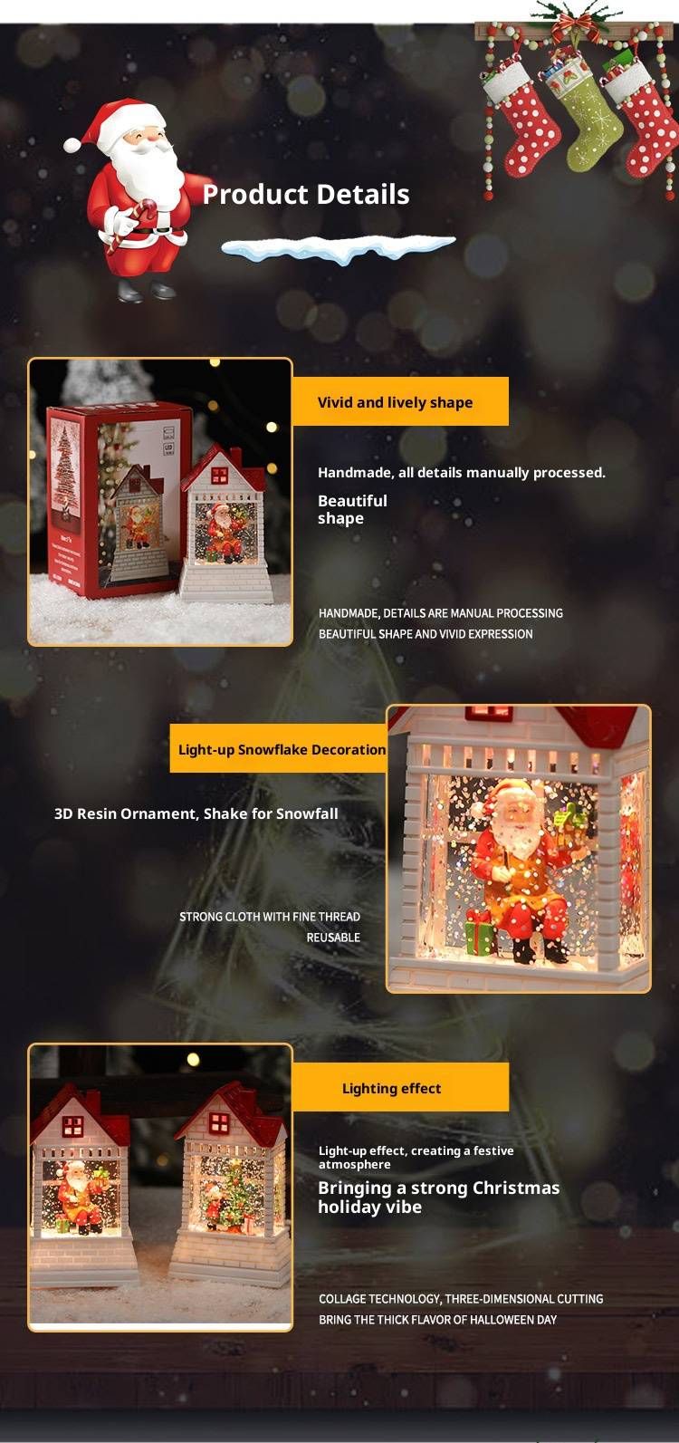 Vintage-Weihnachtslaterne in Hausform, mit Wasser gefüllt – Handgefertigte Tischdekoration mit LED-Beleuchtung, festliches Geschenk für Zuhause und Büro_voghion.com