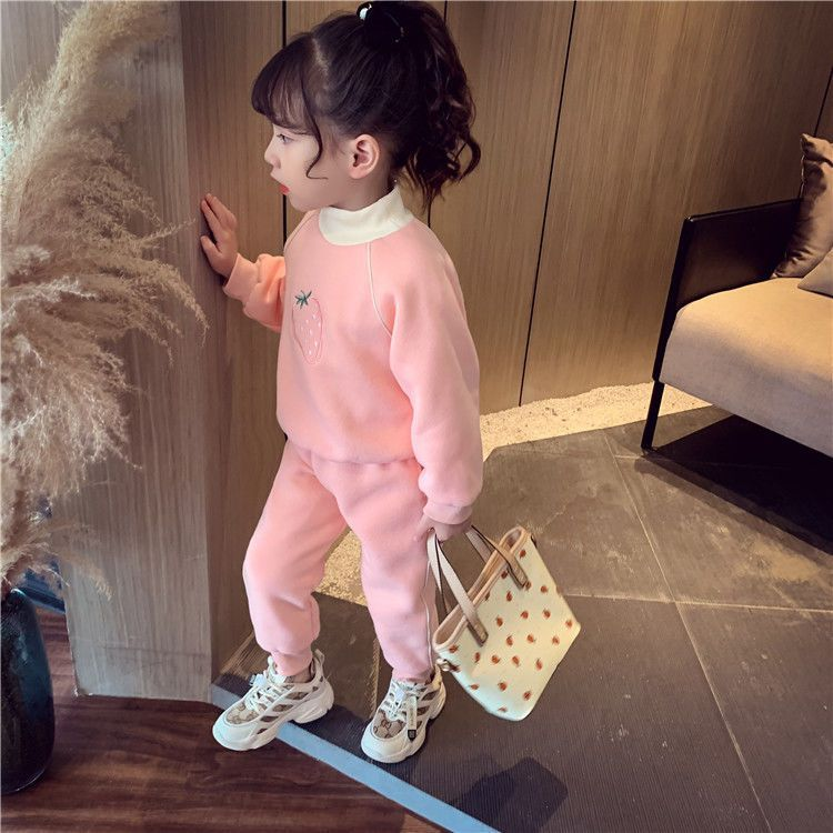 Pull épais en peluche pour filles de 2-5-7 ans, ensemble deux pièces, à la mode, pour petite fille, automne/hiver, nouvelle collection_voghion.com