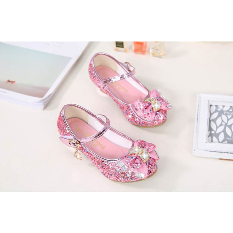Mädchen Prinzessin Schuhe Kleid Party Hochzeit Schuhe Kleine Mädchen Sandalen Glitzer Schleife Schuhe Kristall High Heels Schuhe für Kinder_voghion.com