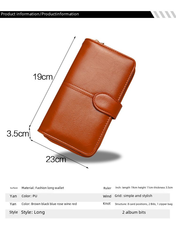 Explosive Damen Geldbörse 2024 Neuer Reißverschluss Ölwachs Leder Geldbörse Schnalle Handytasche Ölleder Neue PU Clutch_voghion.com