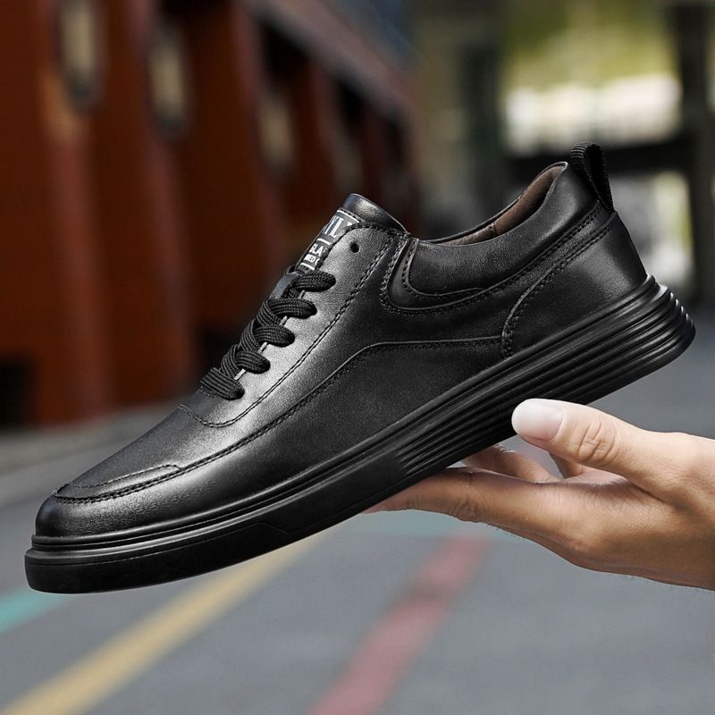 Scarpe da uomo 8946 di qualità imbattibile, bianche, con tomaia bassa, superficie in pelle bovina, suola piatta, versatili, alla moda per sport e tempo libero._voghion.com