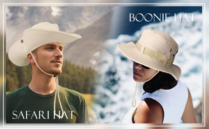 Safari Sun Hat Men's Wide Brim Boonie Bush Hat Foldable Cowboy Style Fishing Hat Breathable Hiking Hat Outdoor Bucket Hat With Adjustable Chin Strap_voghion.com