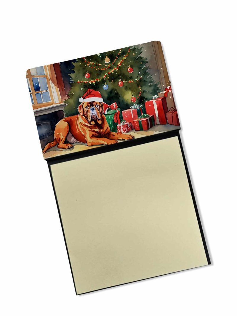 NEW Dogue de Bordeaux Cozy Christmas Sticky Note Holder Refillable Dispenser Self-Sticky Note Pads, Memo Pads Blank Desk Accessories_voghion.com