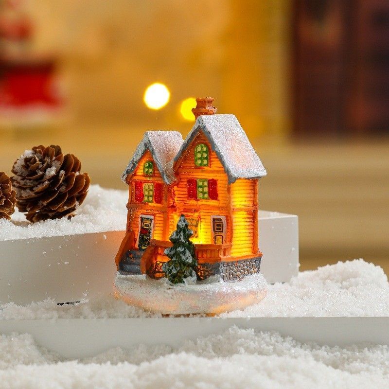 Leuchtendes buntes 3D-Haus, Neujahrsfenster, Mikrolandschaft, Dekoration, Harz, kleines Geschenk für Kinder_voghion.com