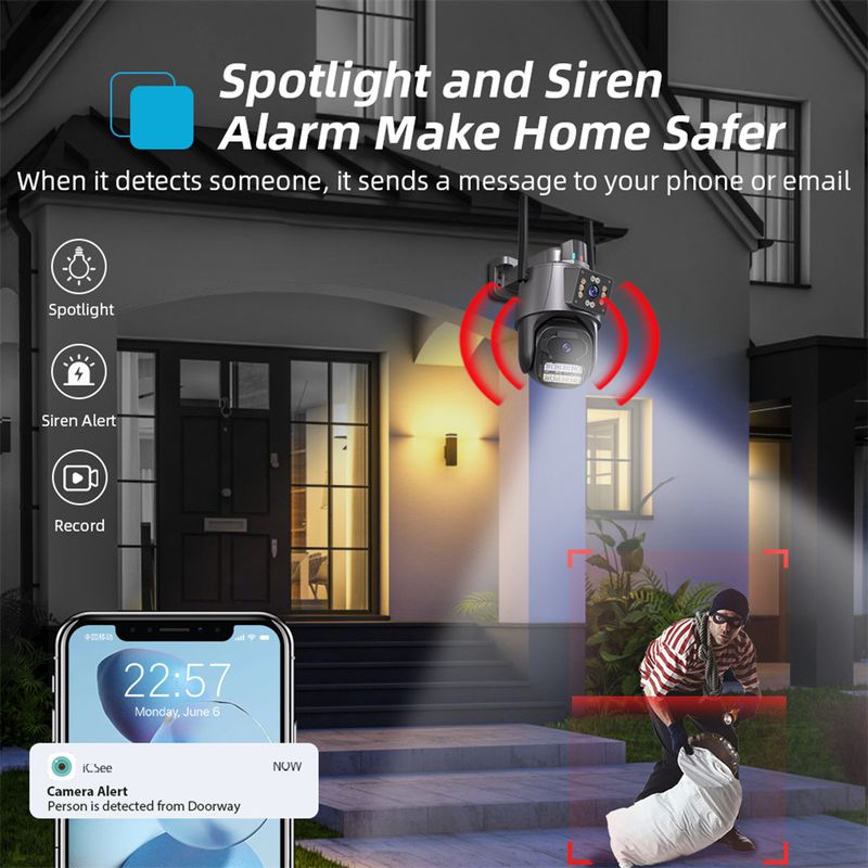 ICSEE Gun Ball Drahtlose HD Netzwerk Überwachung WIFI Kamera Mobile Remote Outdoor Wasserdicht Volle Farbe 8MP Cloud_voghion.com