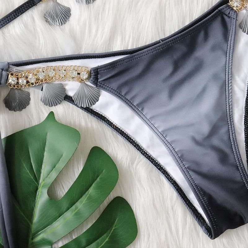 Maillot de bain fendu pour femmes, maillot de bain de luxe en cristal et diamants, coque de bikini_voghion.com