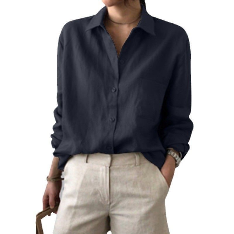 Camicie da donna in tinta unita per donna, abbigliamento da donna retrò, top chic di alta qualità, leggeri e dallo stile maturo_voghion.com