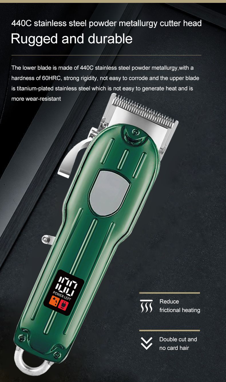 Professional Hair Clipper With Titanium Alloy Blades, LCD Display, Rechargeable Cordless Hair Trimmer For Men & Women, Detachable Washable Blades_voghion.com