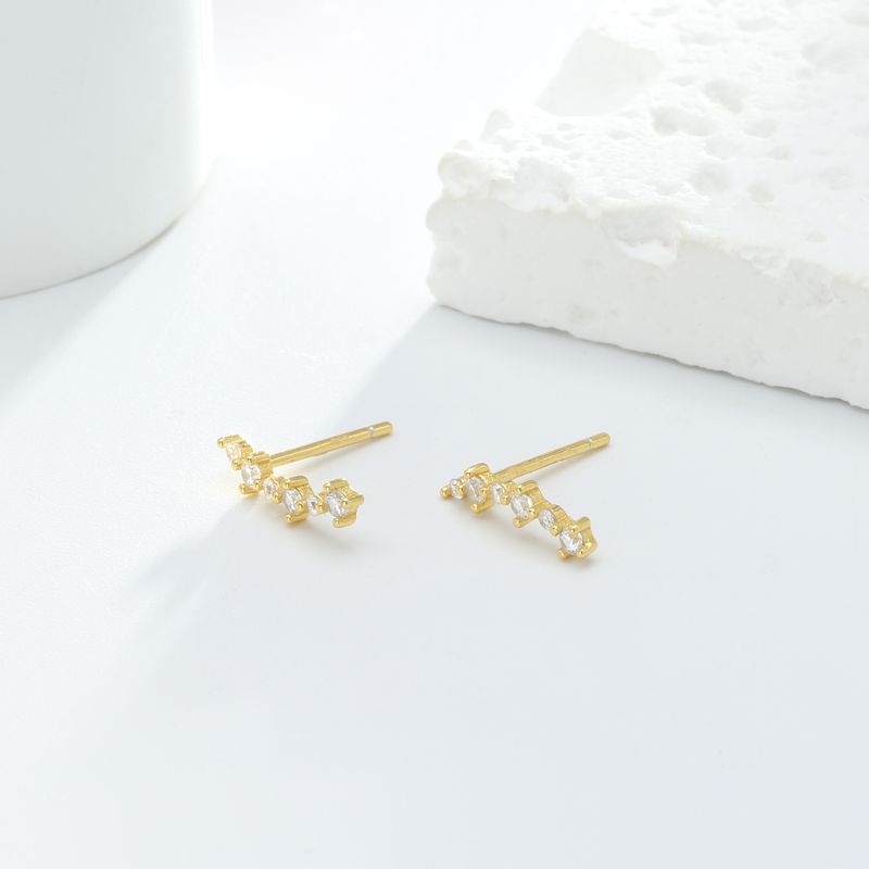 Orecchini da donna in argento sterling S925 con stella cadente, mini orecchini lucidi, orecchini versatili di base con fila di diamanti, piccoli orecchini_voghion.com