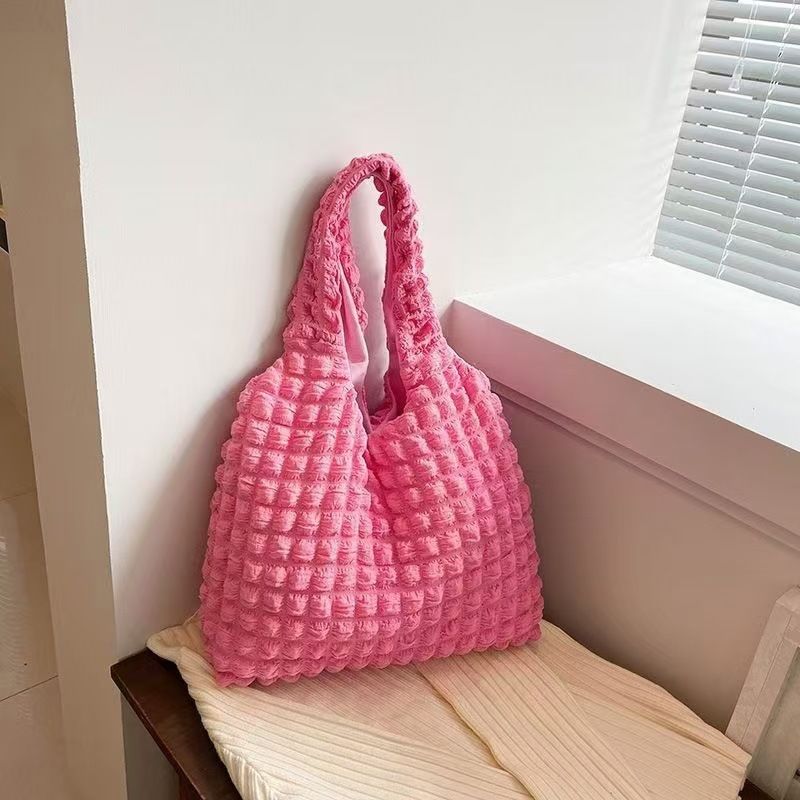 Damen-Tragetaschen, faltbare Luftpolstertasche, Schultertasche für Mädchen, Lunchtasche, große Kapazität, Wolken, Unterarm-Tragetasche_voghion.com