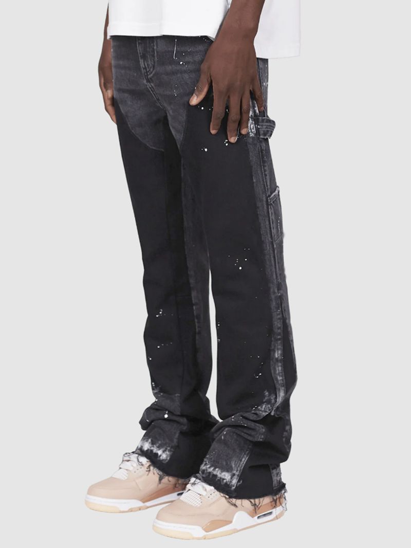 Pantaloni cargo elasticizzati patchwork in denim a strati da uomo_voghion.com