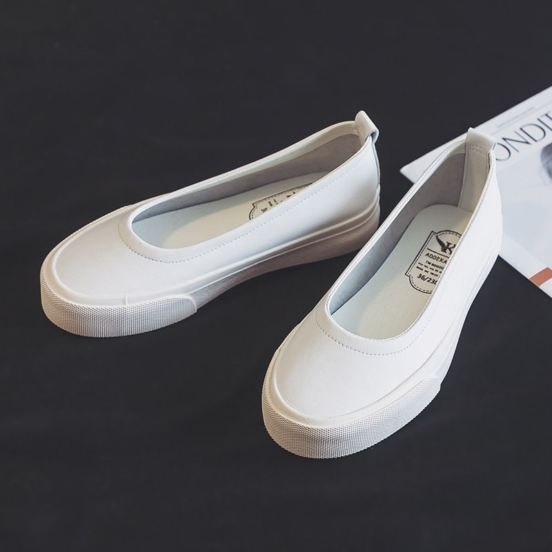 2024 Spring New Shallow Mouth Little White Women's Soft Sole, One Step Lazy Flat Bottom Nurse Sho, Breathable Work_voghion.com