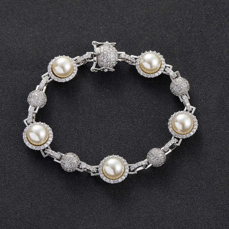 New Meisa Hip Hop Diamond Pearl Necklace Men's Personalized Trendy Layered Chain Hoodie Accessories_voghion.com