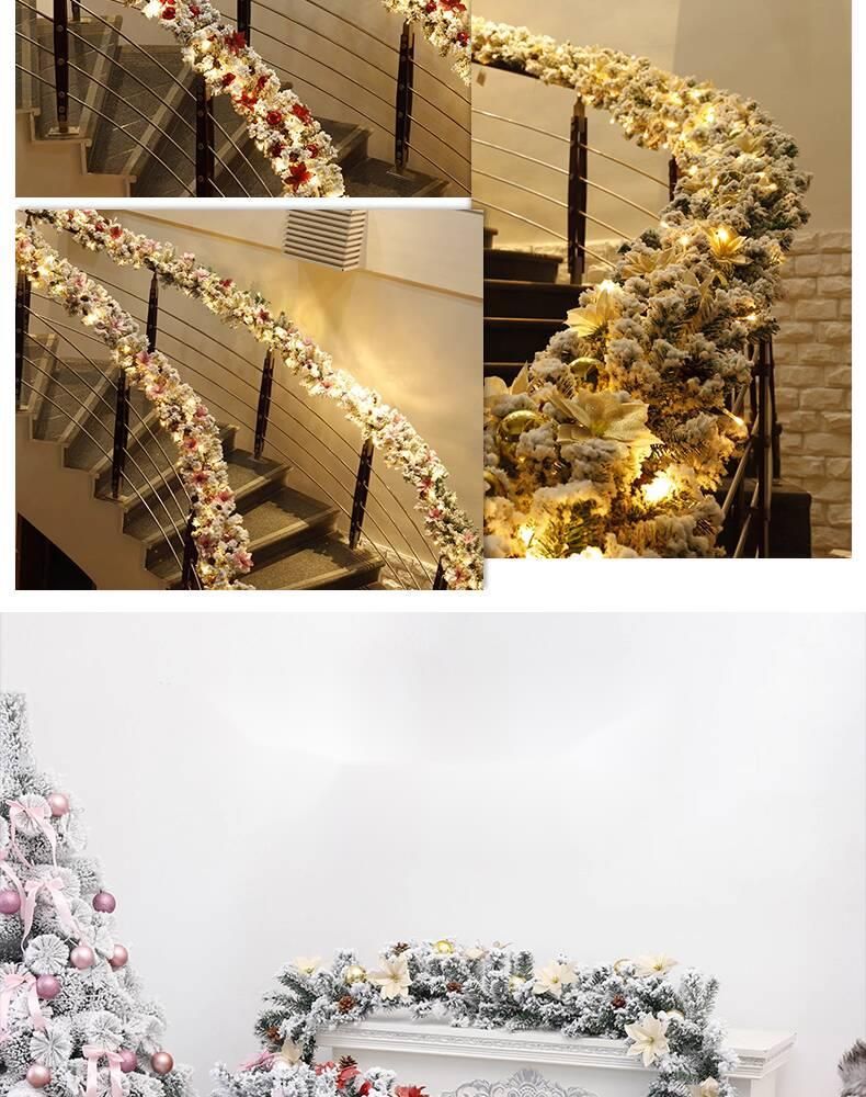 Corrimano decorativo per scale d'ingresso del centro commerciale dell'hotel, in rattan, bianco floccato, 2,7 m_voghion.com