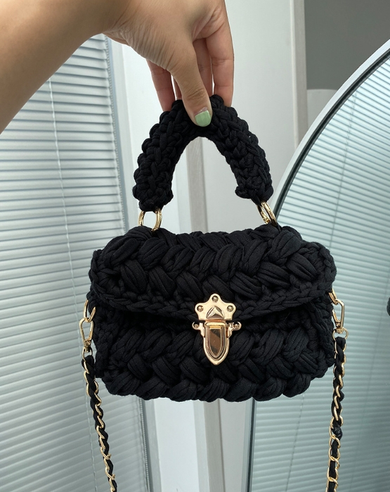 Hierscht a Wanter Hyuna's selwecht Stofflinn handgewieft Täsch DIY Material Täsch Woll Häkel fäerdeg Crossbody Täsch fir Fraen_voghion.com