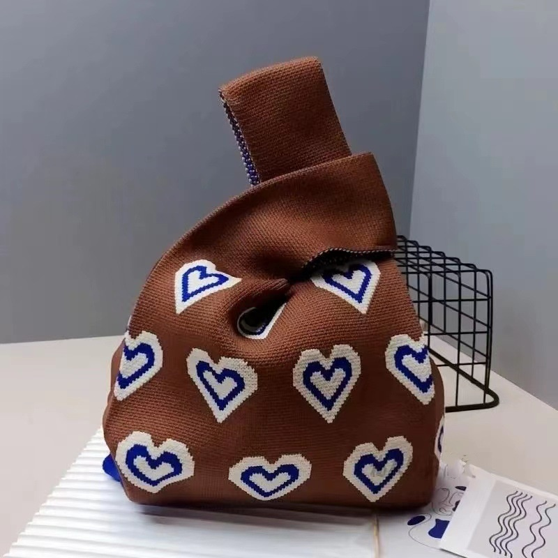 ins Panda Borsa a mano Borsa da donna Borsa in maglia Borsa a secchiello in lana con regalo a mano Borsa tote Borsa per il pranzo in scatola_voghion.com