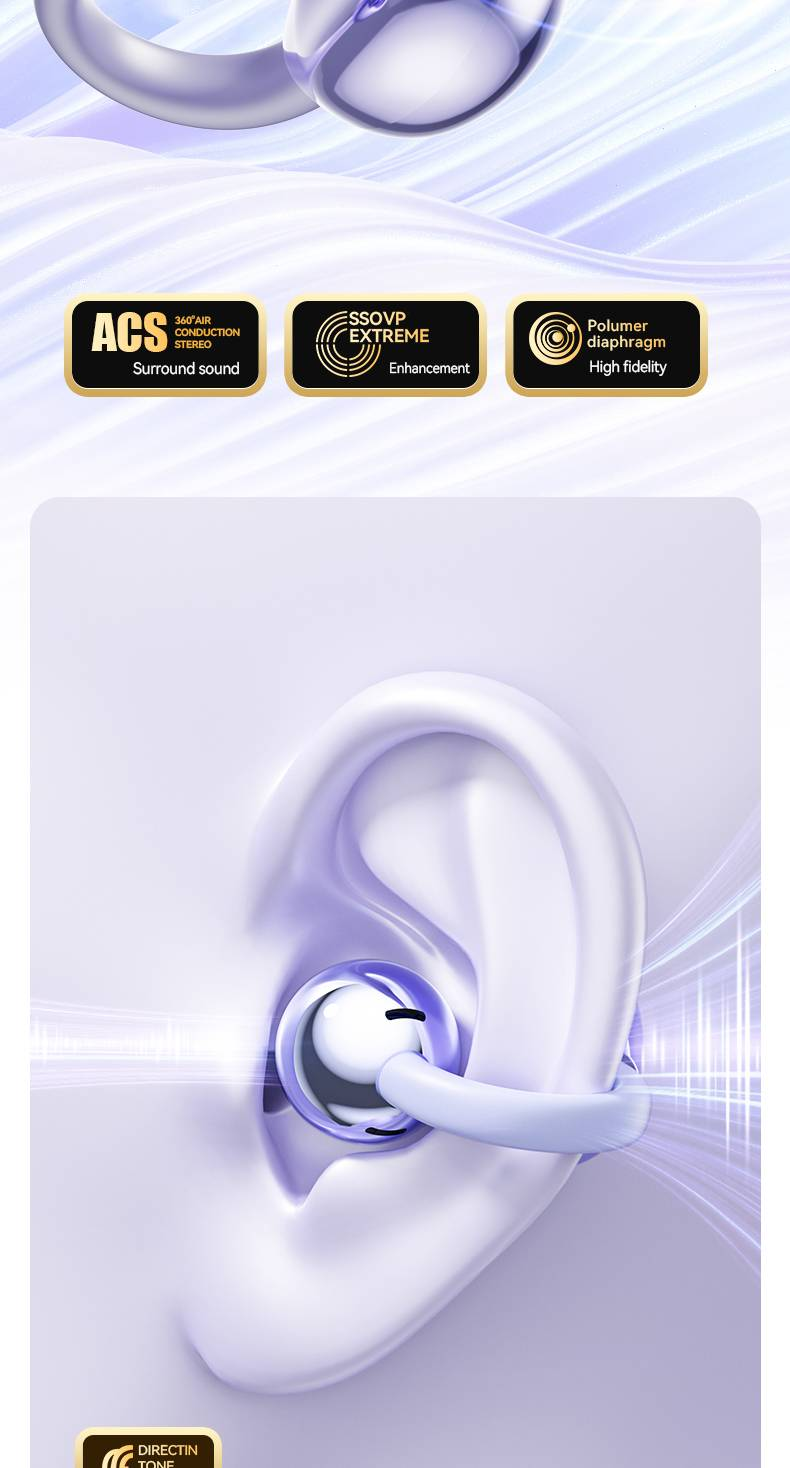 Écouteurs Bluetooth intelligents M108 avec traducteur AI, écouteurs sans fil OWS à conduction aérienne à oreille ouverte à clipser_voghion.com