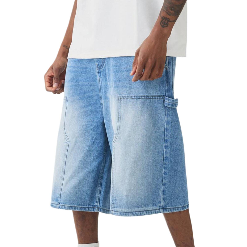 Nuovi pantaloncini in denim da uomo, alla moda e casual, tinta unita e pantaloni di media lunghezza_voghion.com