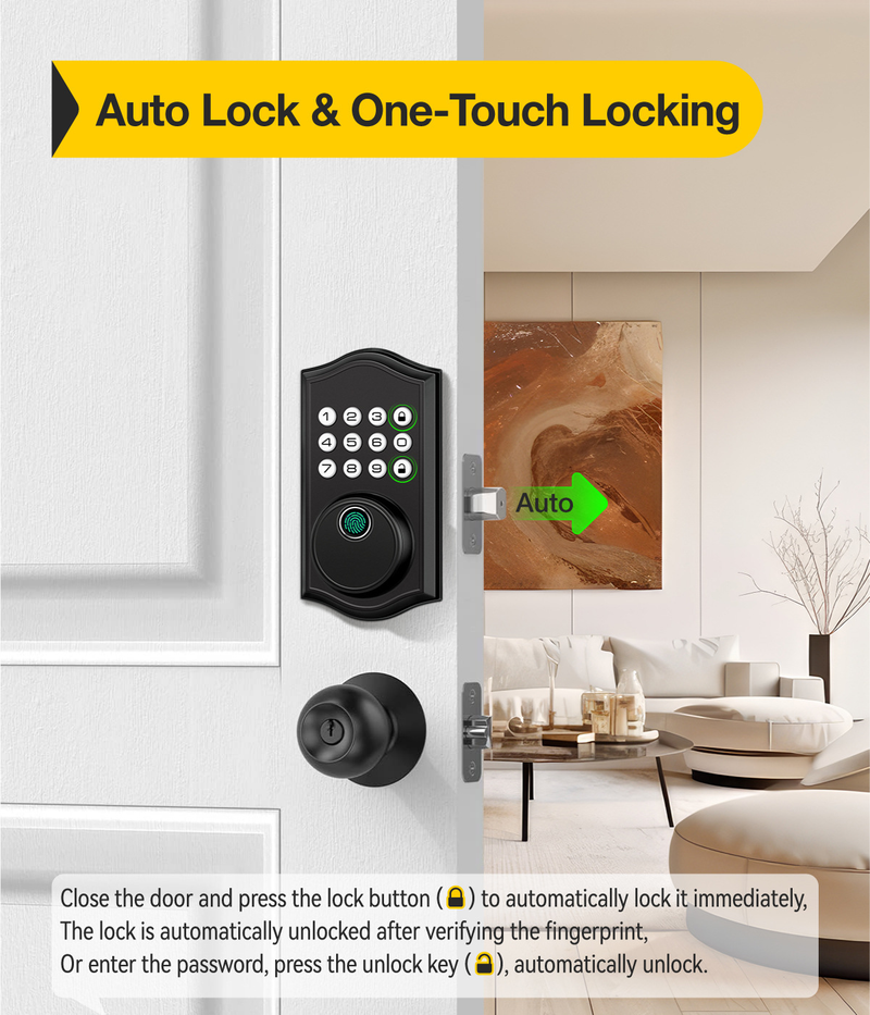 Deadbolt Lock Bedroom Door Fingerprint Password Wooden Door Office Door Fingerprint Password Lock_voghion.com