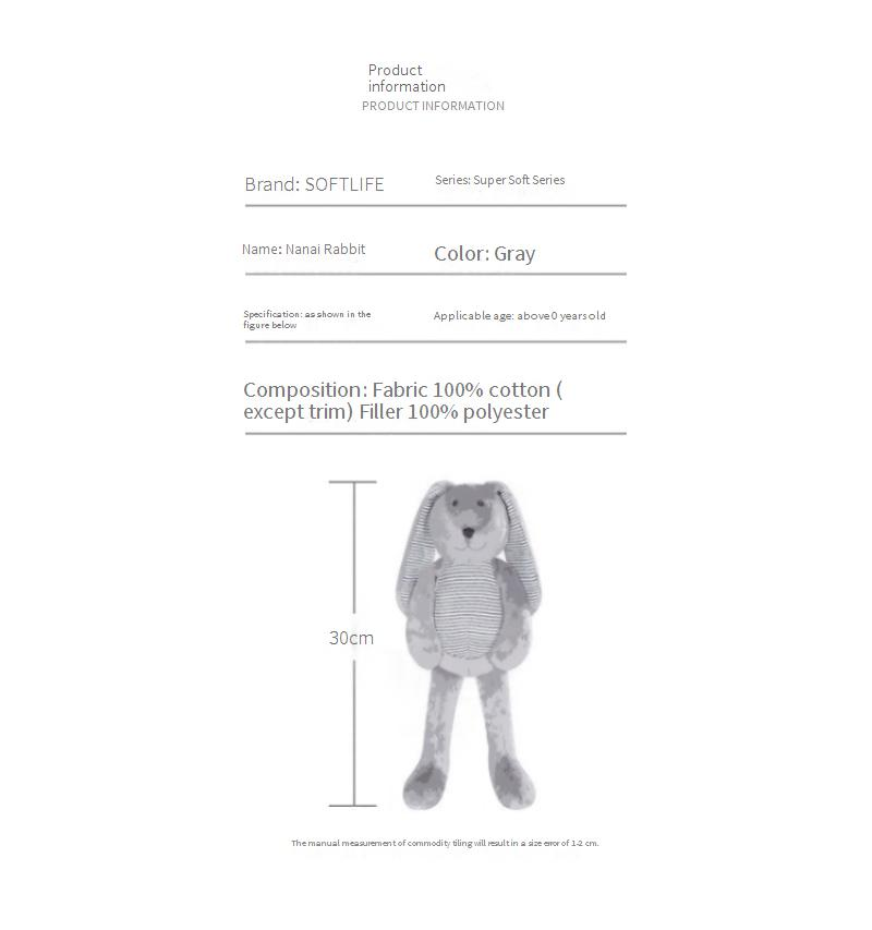 Kuscheltiere Soft Life Neues graues Kaninchen Kurzes Plüschtier Kinderschlafkomfortpuppe Kindertagsgeschenk_voghion.com
