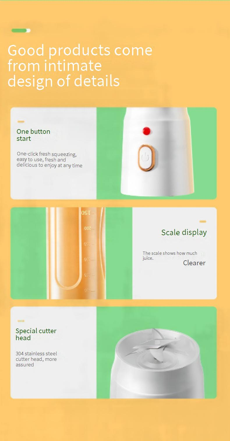 Portable USB Rechargeable Mini Blender For Juicing, Smoothies, And Ice Crushing – 500ml Travel-Friendly Blender Cup With Powerful 5-Blade System_voghion.com