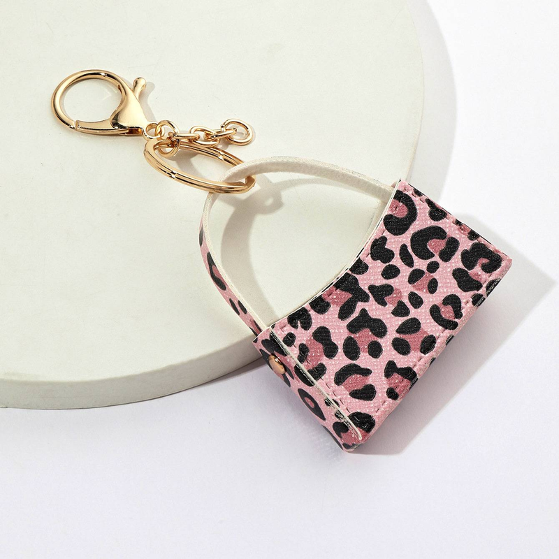 Porte-clés de sac incurvé imprimé léopard, petit porte-monnaie en cuir PU, pendentif transfrontalier pour sac de voiture, accessoires_voghion.com