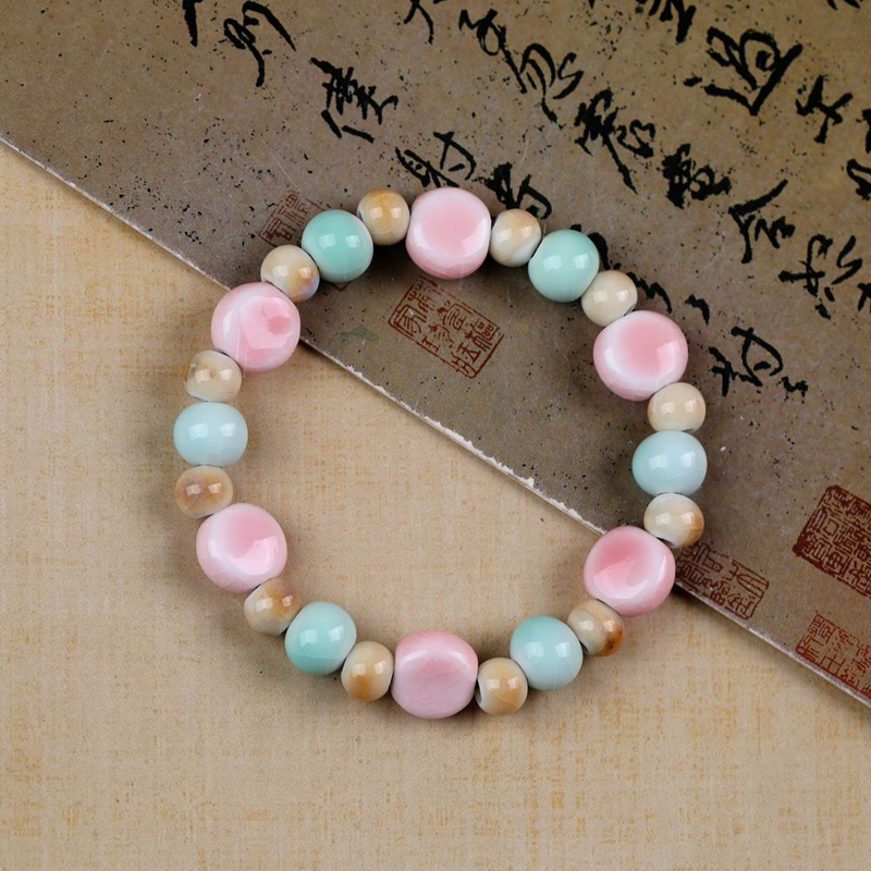 Jingde Zhen Cute Ceramic Beaded Bracelets For Women - Handmade Boho Bangles With Cartoon Charms, Perfect For Daily Wear & Gifting_voghion.com