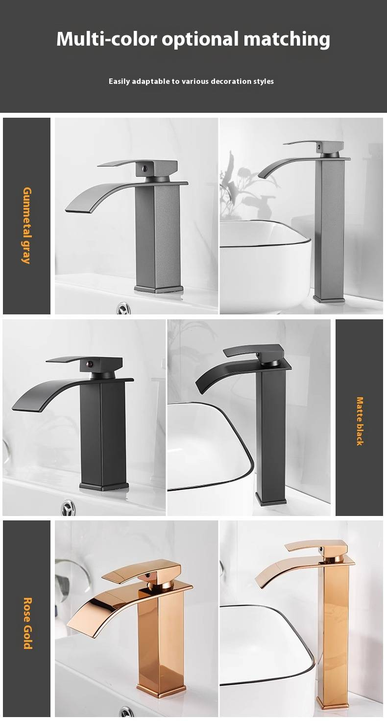 Waterfall Basin Faucet – Single Handle Mixer Tap For Bathroom Sink (CUP Certified, Ceramic Cartridge, Lead-Free Stainless Steel 360° Swivel Spout)_voghion.com