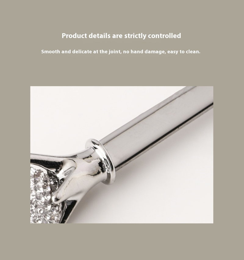 Elegant 304 Stainless Steel Long Handle Mixing Spoon With Sparkling Rhinestones - Perfect For Afternoon Tea, Coffee, And Desserts_voghion.com