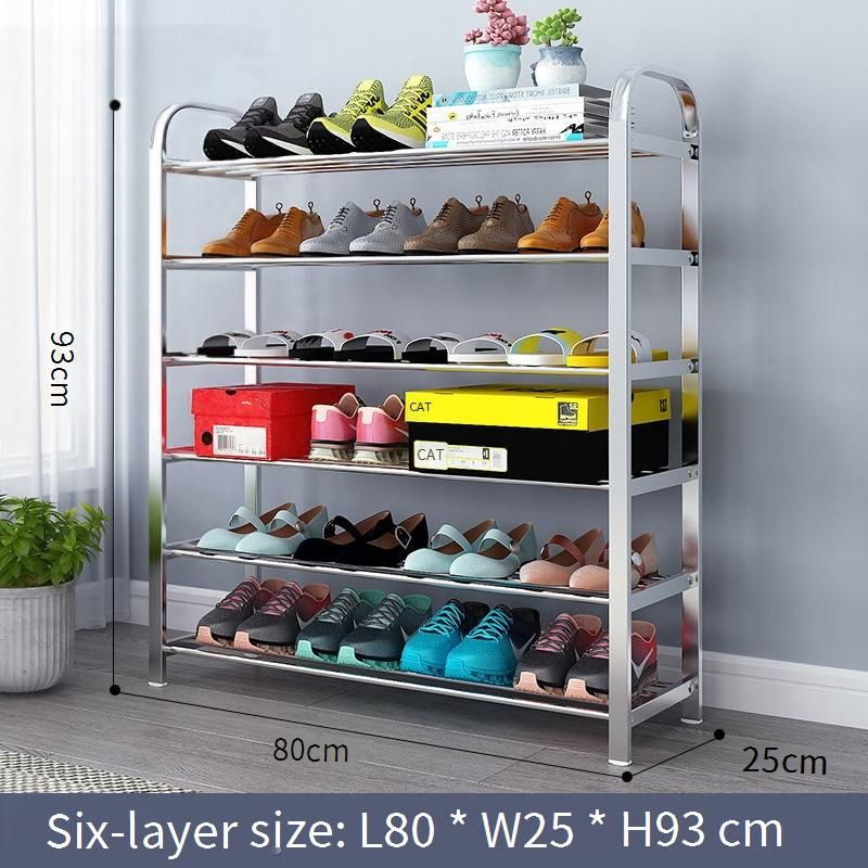 Étagère à chaussures en acier inoxydable, robuste et multi-niveaux, idéale pour l'entrée, anti-poussière, montage facile, style minimaliste moderne._voghion.com