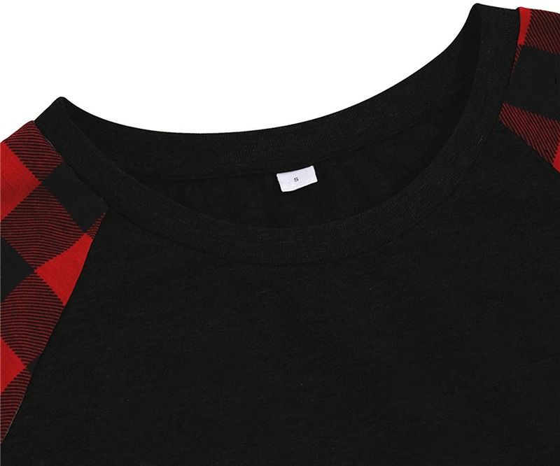 2025 Christmas Parent-child Clothing Long Sleeved Long Pants Checkered Patchwork Printed Home Clothes Christmas Parent-child Clothing Set-Men's Style_voghion.com